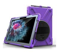 JZ 360 Degrees Kickstand Case Cover Compatible with Microsoft Surface Go 10.0 inch Stand Case with Wrist Strap,Shoulder Strap and Pencil Holder - Purple