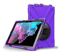 JZ 360 Degrees Kickstand Case Cover Compatible with Microsoft Surface Pro 7/6/5/4 Stand Case with Wrist Strap,Shoulder Strap and Pencil Holder - Purple