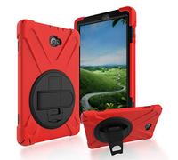 JZ 360 Degrees Kickstand Case Cover Compatible with Samsung Galaxy Tab A 10.1 2016 with S Pen SM-P580 Stand Case with Wrist Strap and Shoulder Strap - Red