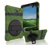 JZ 360 Degrees Kickstand Case Cover Compatible with Samsung Galaxy Tab A 10.1 2016 with S Pen SM-P580 Stand Case with Wrist Strap and Shoulder Strap - Camouflage