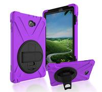 JZ 360 Degrees Kickstand Case Cover Compatible with Samsung Galaxy Tab A 10.1 2016 with S Pen SM-P580 Stand Case with Wrist Strap and Shoulder Strap - Purple