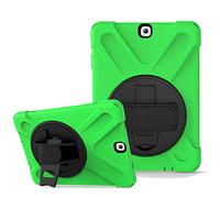 JZ 360 Degrees Kickstand Case Cover Compatible with Samsung Galaxy Tab S2 9.7 (SM-T810,T813,T815) Stand Case with Wrist Strap and Shoulder Strap - Green