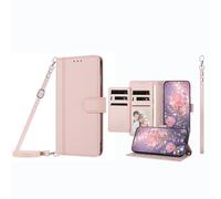 JZ Case for RedMi 6/6A Wallet Case with 9 Card Slots & Photo Window, Premium Leather Flip Cover with Kickstand Crossbody Phone Purse & Adjustable Lanyard & Wristlet - Pink