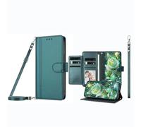 JZ Case for RedMi A5 4G Wallet Case with 9 Card Slots & Photo Window, Premium Leather Flip Cover with Kickstand Crossbody Phone Purse & Adjustable Lanyard & Wristlet - Green