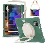 JZ Case for Xiaomi Pad 8/8 Pro / 7/7 Pro/Poco Pad X1, Heavy Duty Shockproof Rugged Cover with 360 Rotating Stand, Hand Grip & Shoulder Strap - Emerald Green