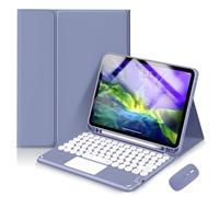 JZ Combo Magnetic Touch Keyboard Case for iPad 10th Generation 2022 10.9 inch Case with Keyboard Cover Mouse（Pen not included） For iPad 10th - Purple