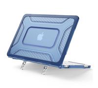 JZ Compatible with MacBook Neo 13 inch Case 2026 (Model A3404), Rugged Heavy Duty Protective Hard Shell with Built-in Metal Kickstand, Shockproof TPU Bumper & Heat Dissipation, Translucent - Blue
