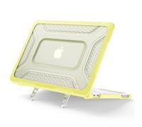JZ Compatible with MacBook Neo 13 inch Case 2026 (Model A3404), Rugged Heavy Duty Protective Hard Shell with Built-in Metal Kickstand, Shockproof TPU Bumper & Heat Dissipation, Translucent - Yellow