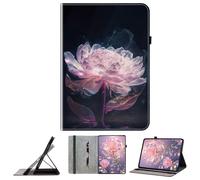 JZ Crystal Pattern Painted PU Leather Wallet Case for Honor MatePad Mini Protective Cover with Stand - Purple Peony Flower