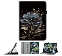 JZ Crystal Pattern Painted PU Leather Wallet Case for Lenovo Tab M8 1st/2nd/3rd 8.0 inch Protective Cover with Stand - Black Rose