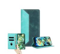 JZ Dual-Tone Flip Wallet Case for Honor Magic7 5G,RFID Blocking PU Leather Cover with Card Slots & Stand Function - Green&Dark Green