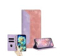 JZ Dual-Tone Flip Wallet Case for TCL 50 SE / 40 NxtPaper,RFID Blocking PU Leather Cover with Card Slots & Stand Function - Purple&Pink