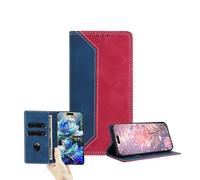 JZ Dual-Tone Flip Wallet Case for TCL 50 SE / 40 NxtPaper,RFID Blocking PU Leather Cover with Card Slots & Stand Function - Dark Blue&Red