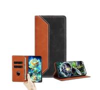 JZ Dual-Tone Flip Wallet Case for TCL 605/60 SE,RFID Blocking PU Leather Cover with Card Slots & Stand Function - Brown&Black