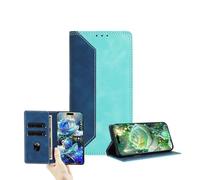JZ Dual-Tone Flip Wallet Case for TCL 605/60 SE,RFID Blocking PU Leather Cover with Card Slots & Stand Function - Dark Blue&Green