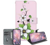 JZ For RedMi Note 15 Pro Crystal Texture Case, Handmade Painted PU Leather Wallet Cover with Kickstand & Card Slots - Lily