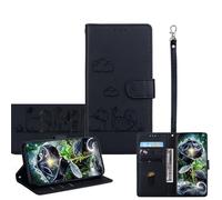 JZ for Xiaomi Poco F5 Pro/RedMi K60 / K60 Pro Wallet Case, PU Leather Phone Cover with RFID Blocking, Anti-Drop Shockproof Case with Flip Stand, Embossed Cat Design - Black