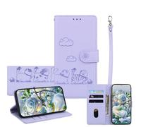 JZ for Xiaomi Poco F5 Pro/RedMi K60 / K60 Pro Wallet Case, PU Leather Phone Cover with RFID Blocking, Anti-Drop Shockproof Case with Flip Stand, Embossed Cat Design - Violet