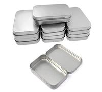 JZ K 8 x Rectangular Hinged Containers Silver Metal Empty Mini Tin Box Portable Organizer Home for Chocolate Beans Sweet Candy