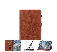 JZ Lily Embossed PU Leather Case for Amazon Kindle Fire Max 11 Flip Wallet Cover - [Multi-Angle Stand][Pencil Holder][Shockproof Protective] - Brown