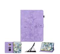JZ Lily Embossed PU Leather Case for Honor Pad X9 / X8 Pro 11.5 in Flip Wallet Cover - [Multi-Angle Stand][Pencil Holder][Shockproof Protective] - Violet