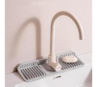 JZ Mat for Kitchen Sink , Button Leak Proof Silicone Faucet Drain Mat, Splash Guard with Fast Drying Properties,Draining Mat for Stone Sinks in Kitchen & BathroomL (Large - Gray)