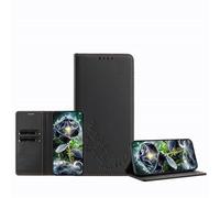 JZ Peony Embossed Wallet Case for Honor X6b / X6a, Leather Wallet Flip Cover丨RFID Blocking丨Kickstand丨Card Slots丨Protective Folio Shell for Women Girl - Black