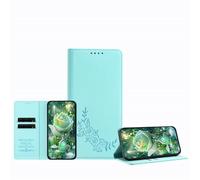 JZ Peony Embossed Wallet Case for TCL 40R, Leather Wallet Flip Cover丨RFID Blocking丨Kickstand丨Card Slots丨Protective Folio Shell for Women Girl - Mint