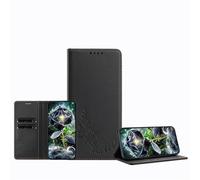JZ Peony Embossed Wallet Case for TCL K70 / K70 Power, Leather Wallet Flip Cover丨RFID Blocking丨Kickstand丨Card Slots丨Protective Folio Shell for Women Girl - Black