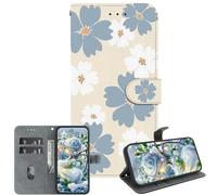 JZ PU Leather Case For Moto G Pro Wallet Cover,Handmade Crystal Texture Painted Pattern with Kickstand & Card Holder - Blue Daisy