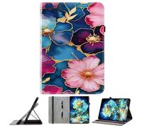 JZ PU Leather Crystal Pattern Wallet Case for MatePad SE 10.4 Stand Protective Flip Cover - Blue Flowers