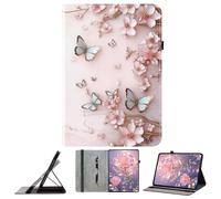 JZ PU Leather Crystal Pattern Wallet Case for MatePad SE 11 2024 Stand Protective Flip Cover - Pink Butterfly