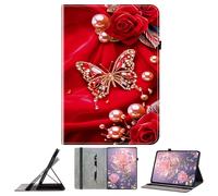 JZ PU Leather Crystal Pattern Wallet Case for MatePad T10s Stand Protective Flip Cover - Pearl Butterfly