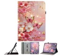 JZ PU Leather Crystal Pattern Wallet Case for Nokia T21 10.4 inch Stand Protective Flip Cover - Lantern Butterfly