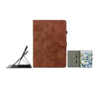 JZ Retro Cartoon Tiger Embossment PU Leather Case for iPad Pro 11 (M5/M4),Multi-Angle Stand Cover with Pencil Holder - Brown