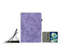 JZ Retro Cartoon Tiger Embossment PU Leather Case for iPad Pro 13 (M5/M4),Multi-Angle Stand Cover with Pencil Holder - Violet