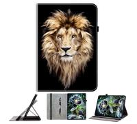 JZ Shockproof Crystal Painted Flip Cover for MatePad SE 10.4 PU Leather Wallet Case with Pencil Holder & Stand - Lion