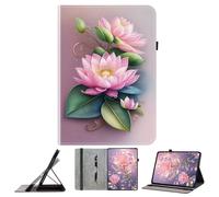 JZ Shockproof Crystal Painted Flip Cover for MatePad SE 11 2024 PU Leather Wallet Case with Pencil Holder & Stand - Lotus