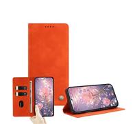 JZ Ultra-Thin PU Leather Wallet Case for RedMi Note 14 Pro 4G with Card Slots, RFID Blocking, Kickstand & Magnetic Closure - Orange