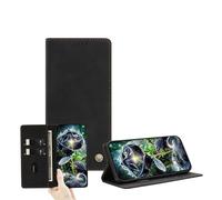 JZ Ultra-Thin PU Leather Wallet Case for Samsung Galaxy Note20 with Card Slots, RFID Blocking, Kickstand & Magnetic Closure - Black