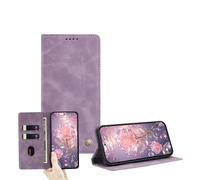 JZ Ultra-Thin PU Leather Wallet Case for TCL 40R with Card Slots, RFID Blocking, Kickstand & Magnetic Closure - Violet