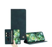 JZ Ultra-Thin PU Leather Wallet Case for Xiaomi Poco M2 Pro with Card Slots, RFID Blocking, Kickstand & Magnetic Closure - Dark Green