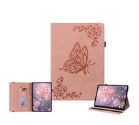 JZ Vintage Floral Butterfly Design Premium PU Leather Case for Amazon Kindle Fire Max 11 Multi-Angle Viewing Stand Cover with Pencil Holder - Pink