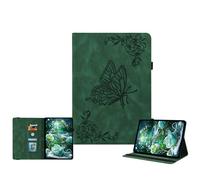 JZ Vintage Floral Butterfly Design Premium PU Leather Case for Lenovo Idea Tab Pro 12.7 inch Multi-Angle Viewing Stand Cover with Pencil Holder - Dark Green