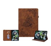 JZ Vintage Floral Butterfly Design Premium PU Leather Case for Lenovo Tab M10 HD 10.1 inch Multi-Angle Viewing Stand Cover with Pencil Holder - Brown