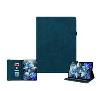 JZ Vintage Floral Butterfly Design Premium PU Leather Case for MatePad T10s Multi-Angle Viewing Stand Cover with Pencil Holder - Dark Blue