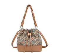 JZ Women's Cork Bucket Bag, Vegan Leather Drawstring Crossbody Purse | Lightweight Small Sustainable Shoulder Handbag with Braided Top Handle for Daily Use