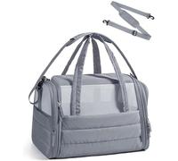 JZAOJ Pet Dog Casual Crossbody Bag,Hands-Free One Shoulder Soft Quilted Pet Cat Bag,Fully Open Sunroof Cover with Mesh Window and Large Front Pocket,Pets Carrier Purse for Small Dogs Cats(Gray)