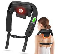 JZBRAIN Neck and Shoulder Massager with Heat - Cordless Shiatsu Neck Massager for Pain Relief Deep Tissue - Adjustable Speed & Modes Kneading Massage for Back - Gift for Men Women