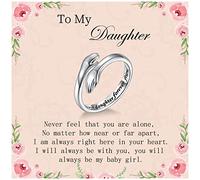 JZCOLOR Silver Hug Ring for Women: Adjustable Hugging Hand Ring Always Daughter Forever Friend Hug Open Ring, Stainless Steel, No Gemstone